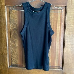 Madewell Supima Ribbed Cutaway Tank in Black  - Madewell Ribbed Tank Top